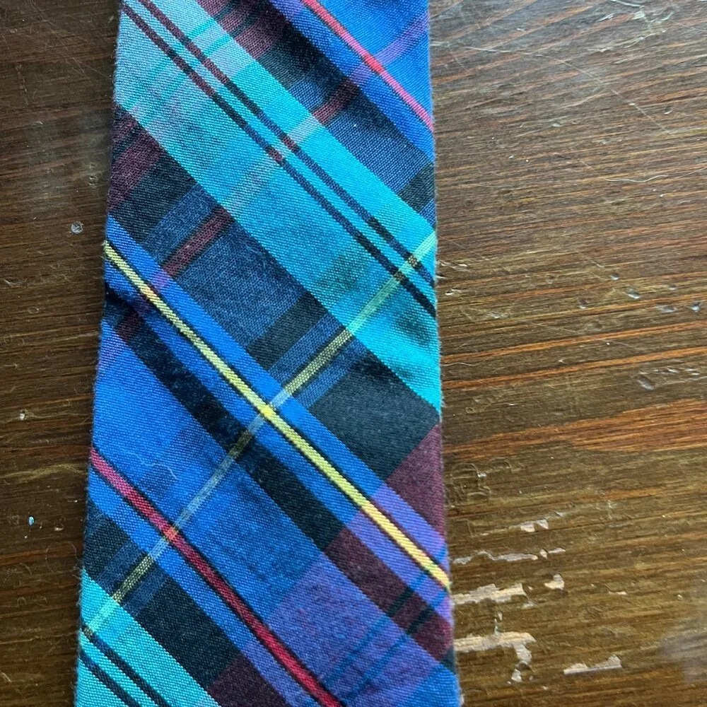 Boy's Necktie Blue Red Black Plaid